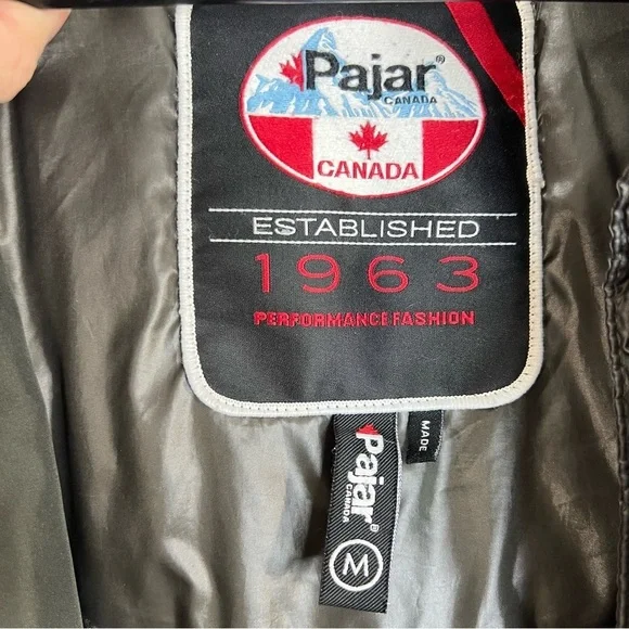 PAJAR Montreal grey green fur trim down parka winter coat M - Picture 12 of 15